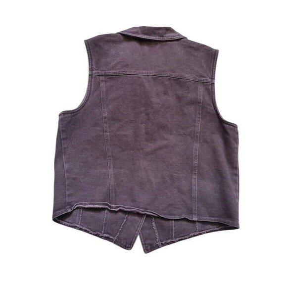Neiman Marcus Vest Women Medium Brown Denim Western Button Stretch Structured - Picture 2 of 5